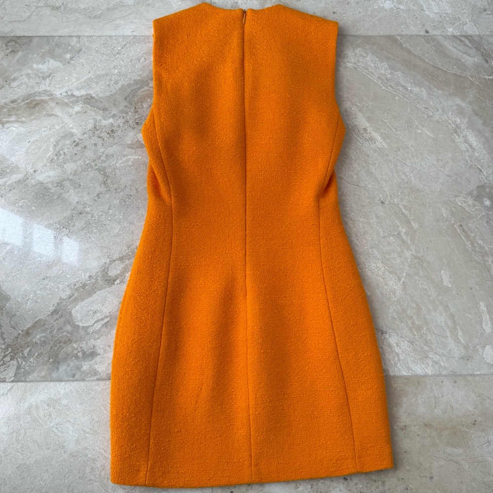 Zara Orange Tweed Sleeveless Mini Shift Dress - Picture 2 of 5